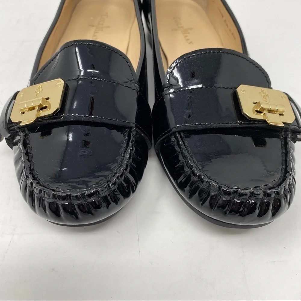 Cole Haan patent Leather black buckle loafers